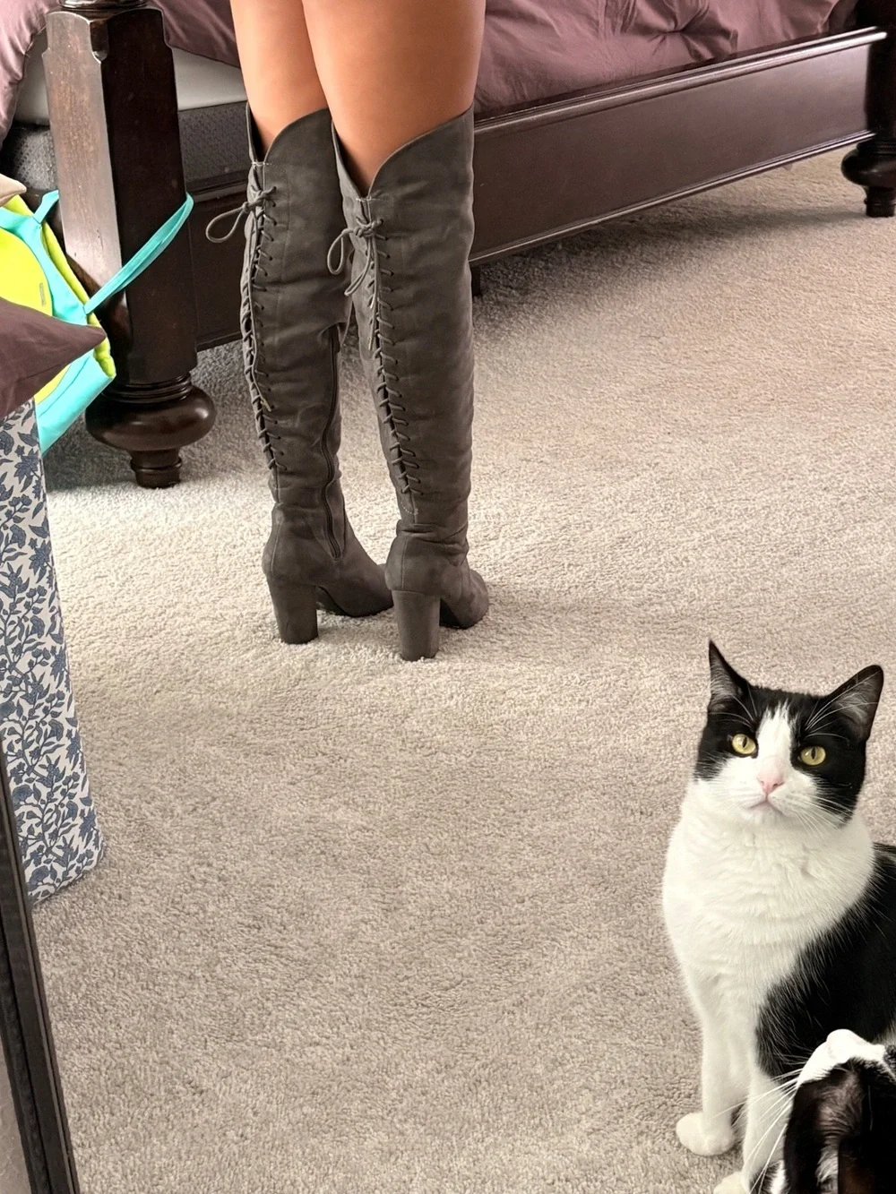 Over-the-Knee Suede Boots - Gray